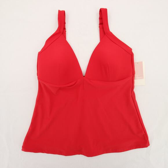 Alex Marie Tankini Swim Top Red V Neck Cutout Back Padded Bra Size Medium NWT - Picture 1 of 13